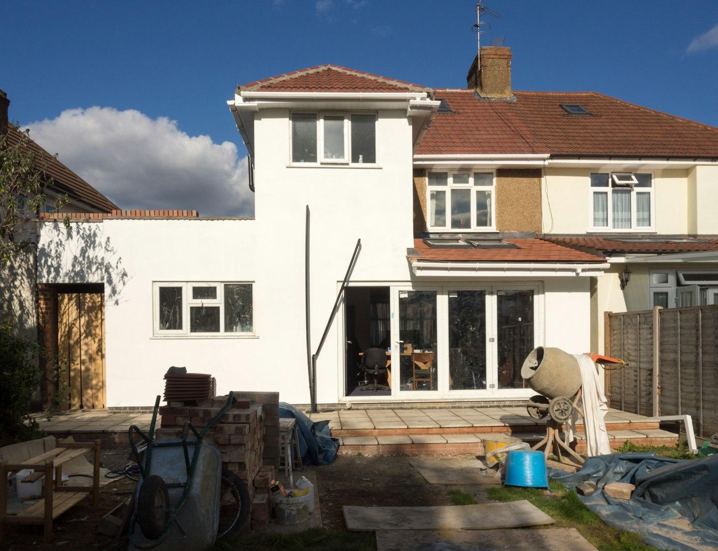 Home exterior renovation in progress